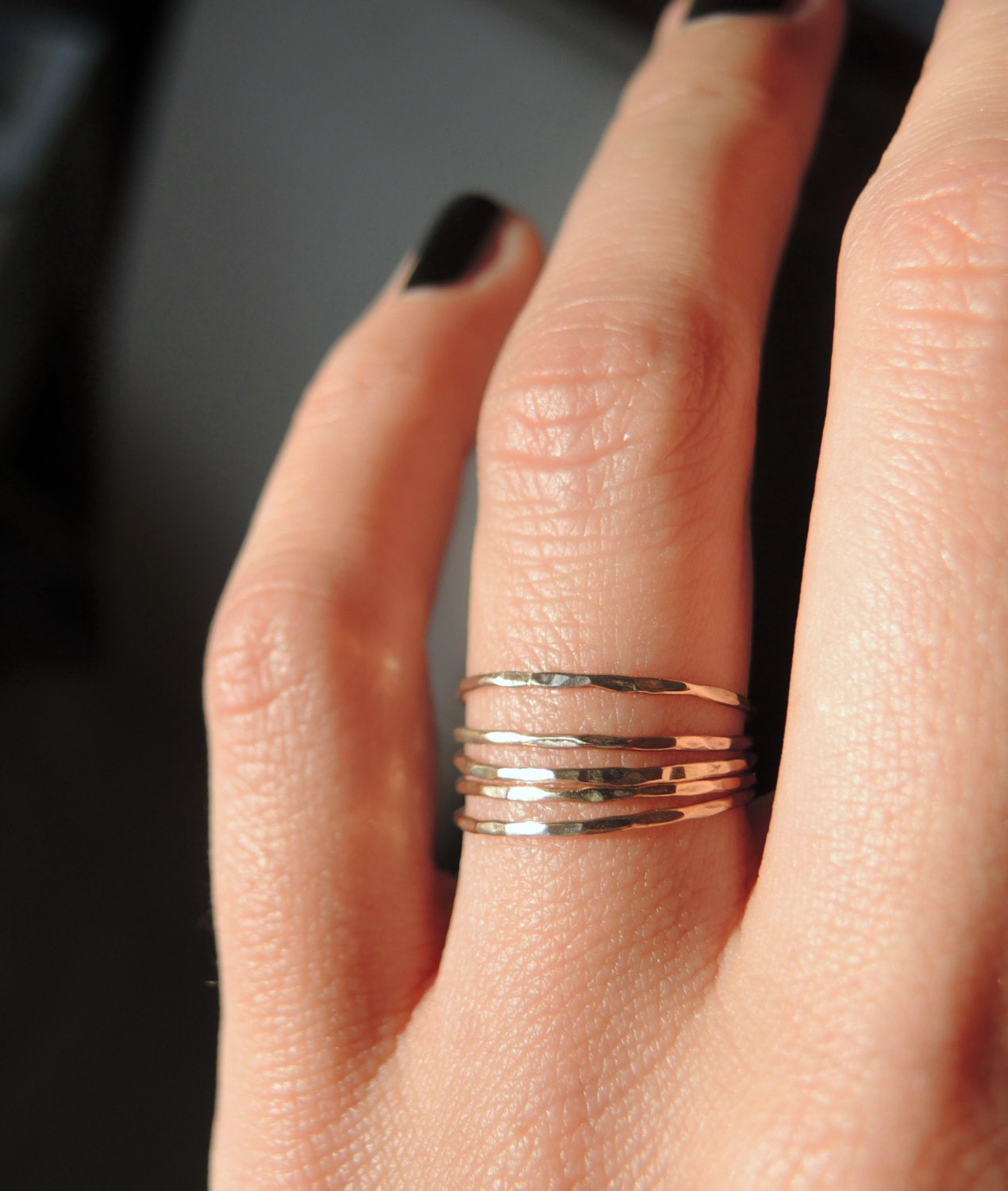 5 gold filled delicate and dainty stack rings/ Ultra thin