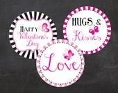 Valentine's Day Heart Butterfly - 2" Circles - Cupcake toppers/Tags (instant download) Il_170x135