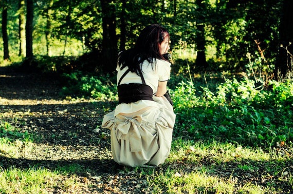 Skirt "Mary Reilly" - White and Beige by OctopoosFactory steampunk buy now online