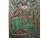Decorative Panel Dharmachakra Gandhara Buddha Hand Carved Wall Panels 72" X 36"
