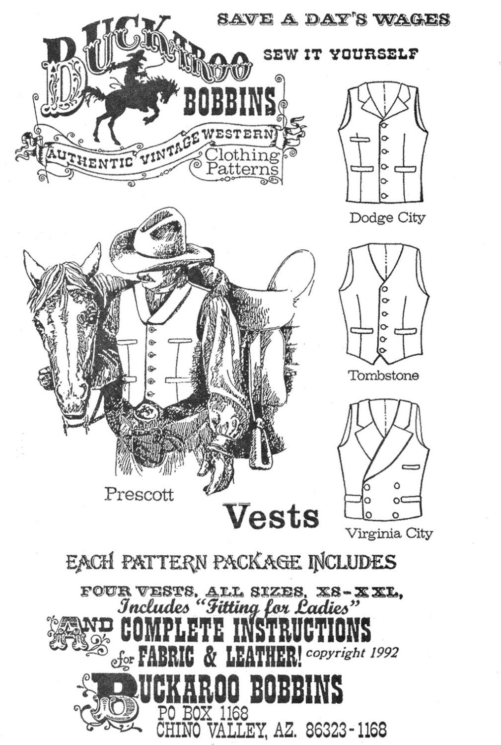 Men's Cowboy Western Vest in 4 Styles Sizes 34-58 Chest - Buckaroo ...