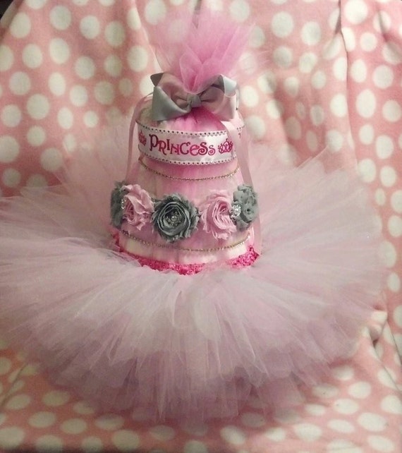 Items similar to PInk Grey Baby Girl PRINCESS TUTU Diaper ...