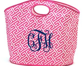 Monogrammed Tote Bag with Vinyl Sti cker Monogram Personalized Beach ...