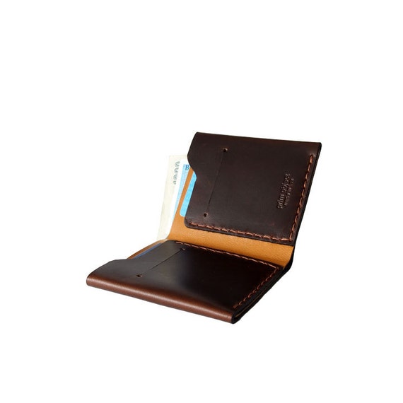 SALE Minimalist Brown Horween Leather Wallet Handmade in