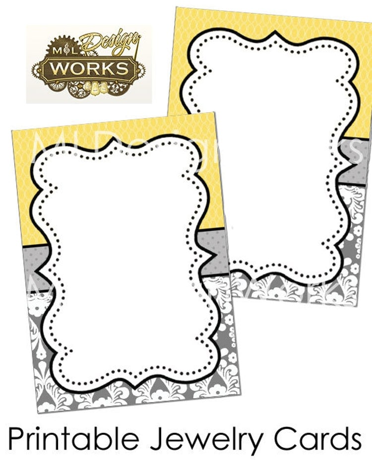 Printable Jewelry Cards Printable Jewelry Tags by MLDesignWorks