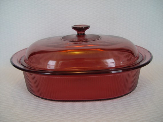 dish 9 baking x 13 glass Roaster Dutch Cranberry Oven Pyrex VISIONS Quart Corning 4