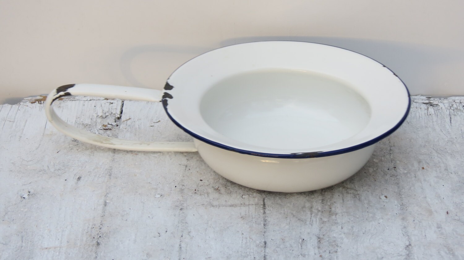 Vintage Enamel Bed Pan with Character