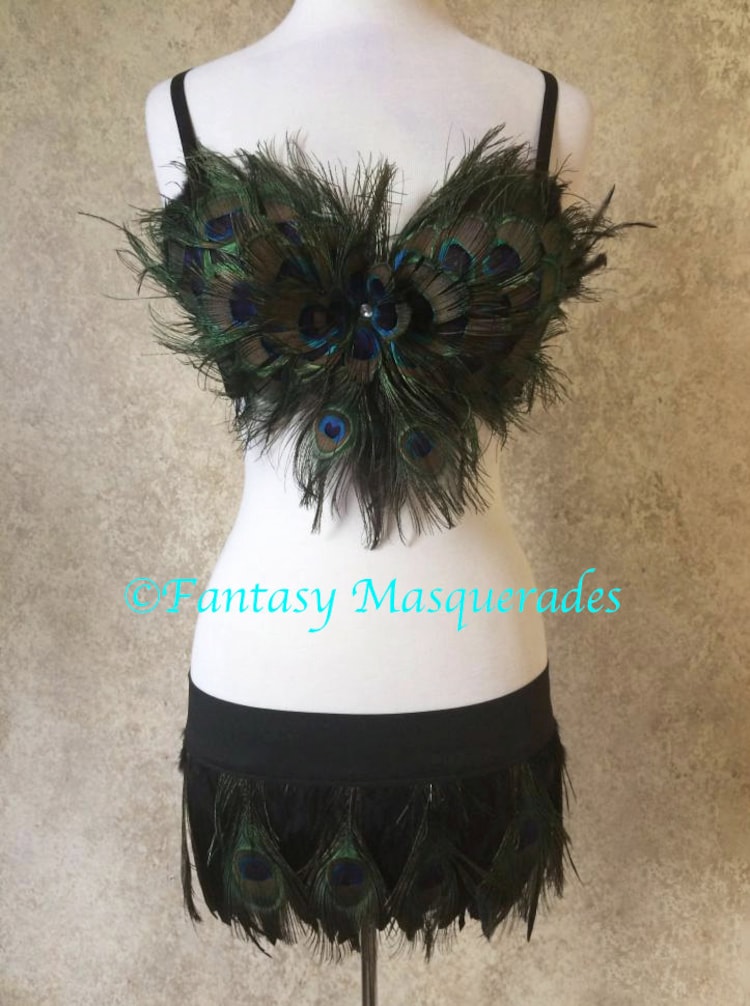 Pick SizePeacock Eye Feather Top & Skirt by FantasyMasquerades