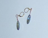 Beautiful Blue Crystal Brilliant Earrings with Gold Plated Wires, Blue Brilliance in Crystal Drops, Pierced Earrings