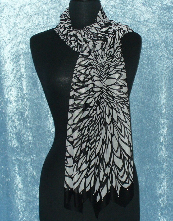 Fashion Neck Scarf in Black & White Graphic by MyEclecticEmporium