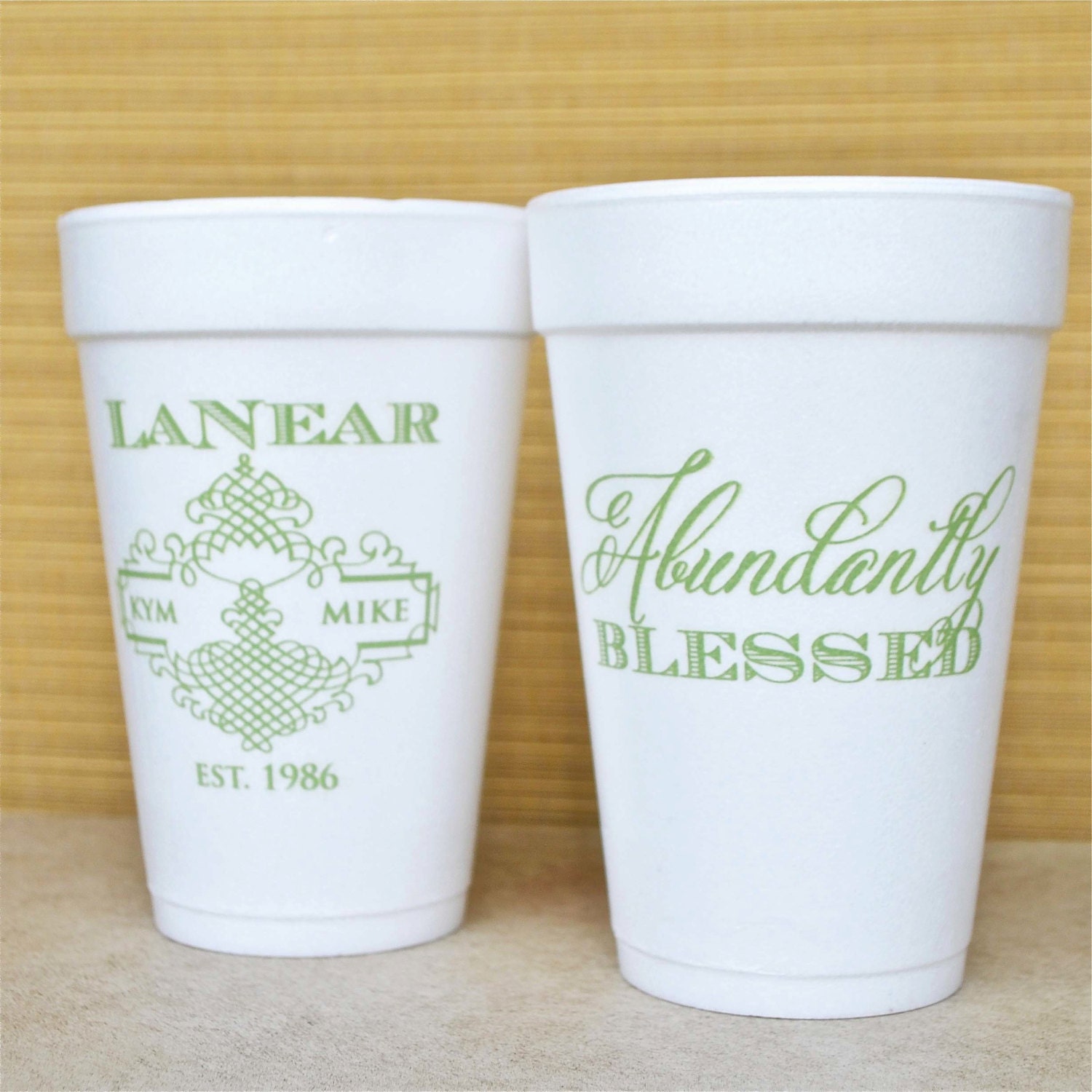Personalized Styrofoam Party Cups Customizable Wedding Cups