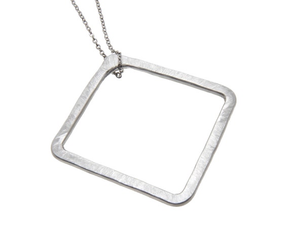 Diamond Shaped Pendant, Geometric Necklace, Sterling Silver, Modern ...