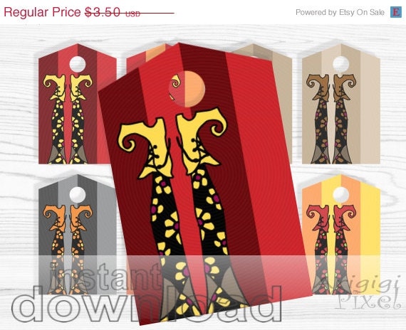 ON SALE 50 % OFF Printable Halloween Gift Tags, witch legs, witch bootie, hang tags ,multi colored, Png, Pdf file, instant download, hallowe Il_570xn