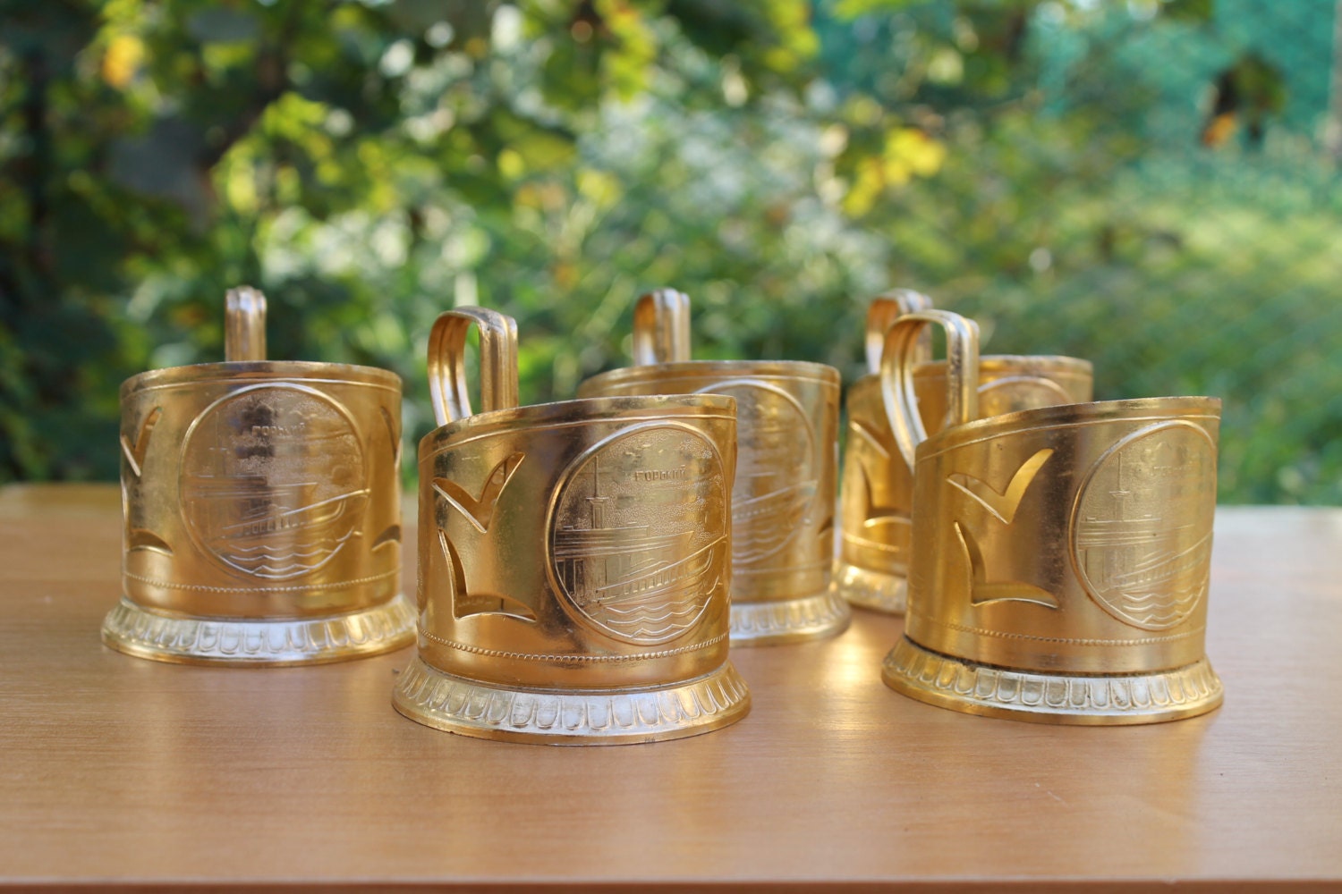 Glass Holders … Set of 5 Vintage Traditional Soviet Russian Tea Glass