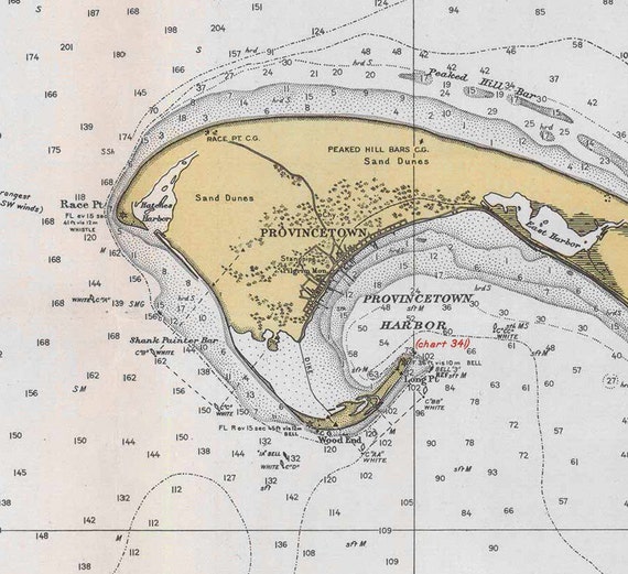 Cape Cod Bay - 1933 Nautical Map - 80000 AT Chart 1208 - Reprint