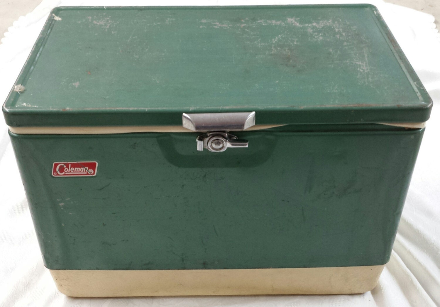 Metal Coleman Green Cooler Ice Chest on SALE