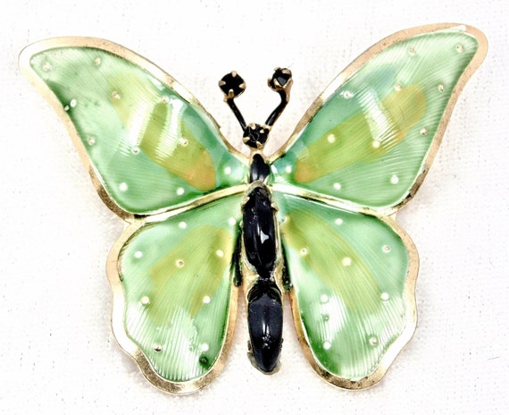 Vintage Green Enamel Butterfly Brooch Original By By Imagilena 