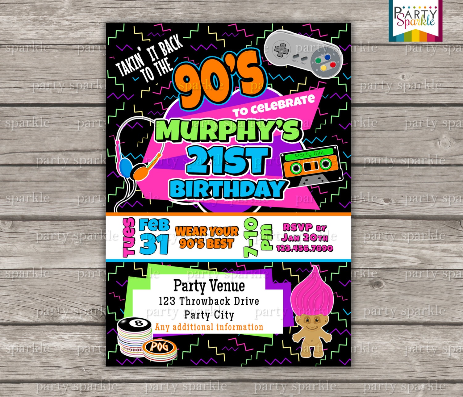 90S Birthday Party Invitations 2