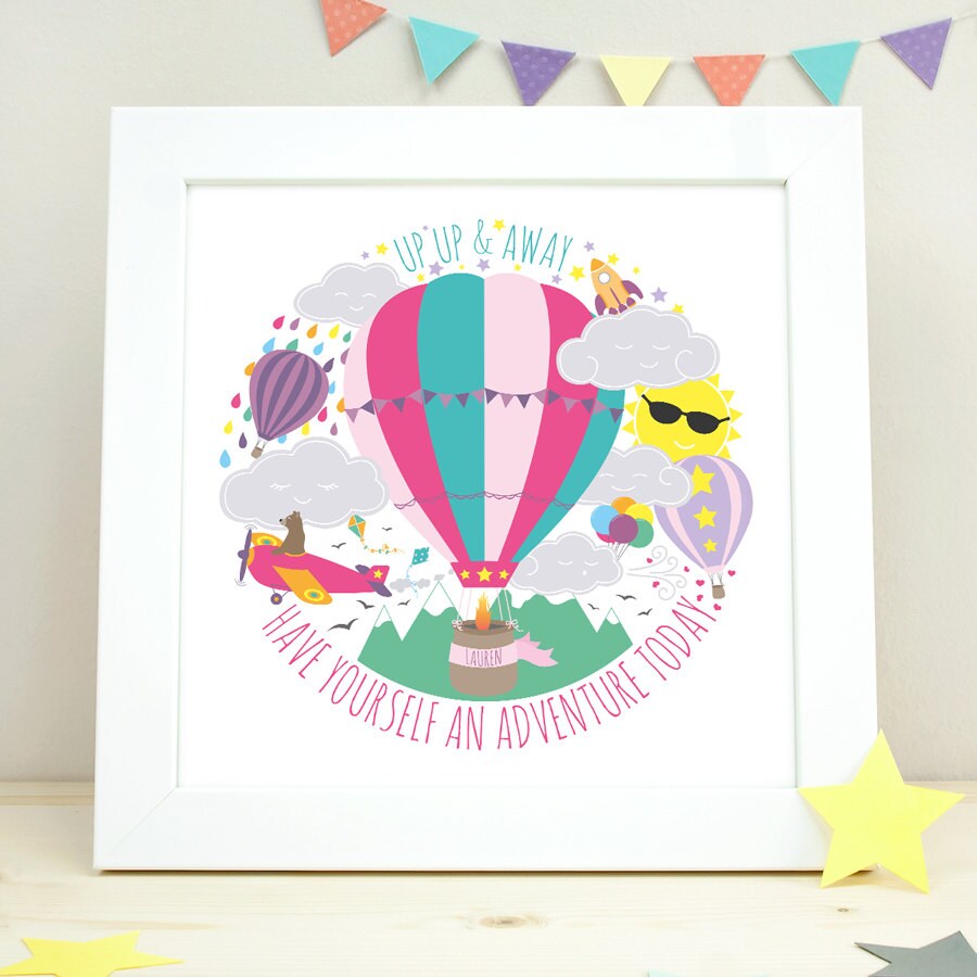 Hot Air Balloon Nursery Art Nursery Decor Childrens Wall Art