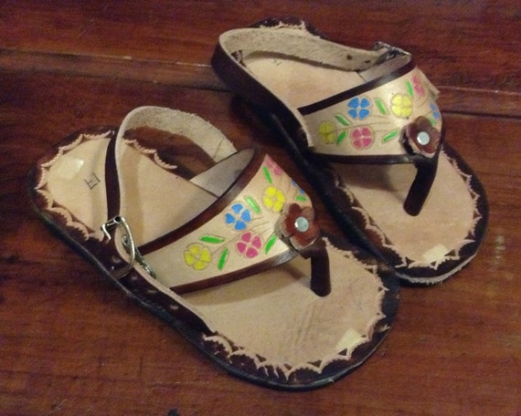 Baby Toddler Leather Mexican Shoes- Flip Flops-Sandals-Hippie-BOHO ...