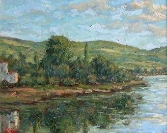 Original Impressionist Oil Painting Landscape Sunny Day