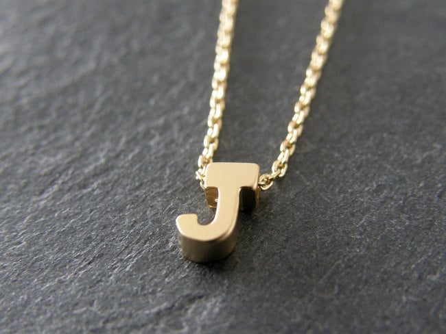 Personalized Necklace Tiny Letter J Necklace Alphabet