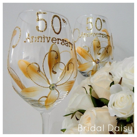 50th Wedding Anniversary Glasses Red Wine By Inaspinniquesway 1461