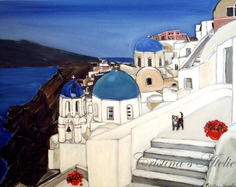 Santorini painting | Etsy