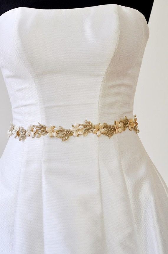 GOLD BELT Bridal Gold Belt wedding GOLD Flower