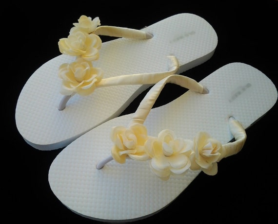 ivory flower girl wedding flip flops sandal by Exquisitefindsbycj