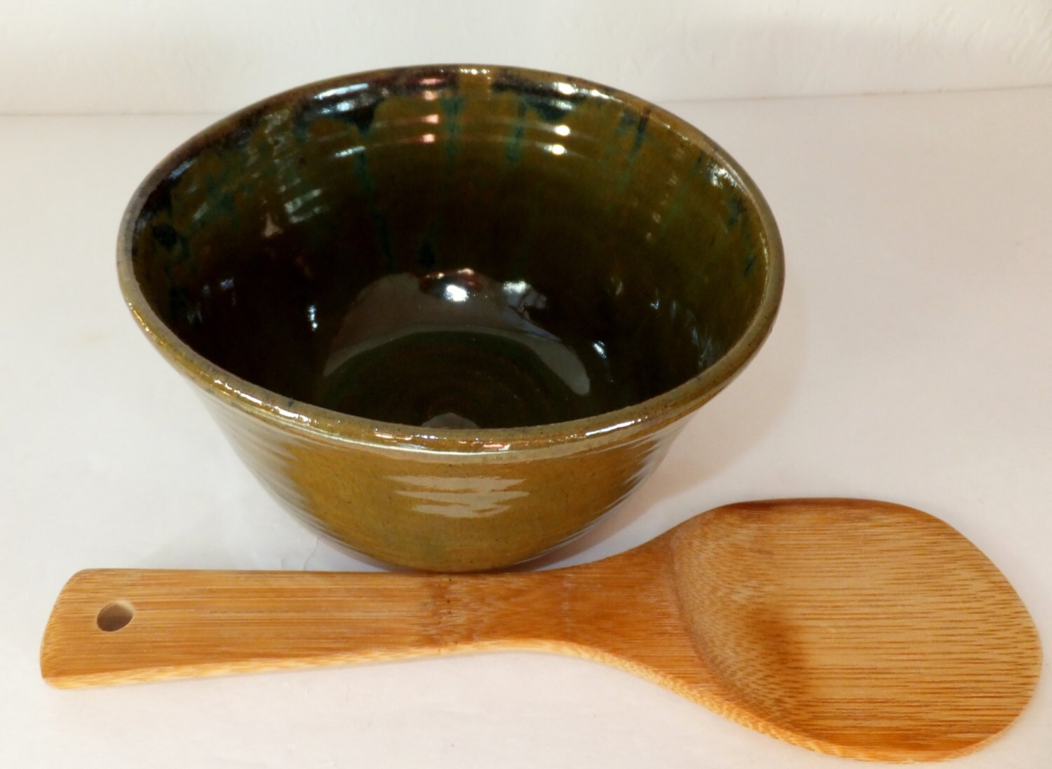 Olive Green Bowl Rustic Ceramic Stoneware Bowl Wild Crow