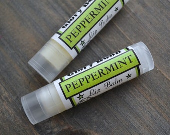 Peppermint lip balm, bath and beauty, lip butter, lib balm, paraben free, cruelty free, made with beeswax