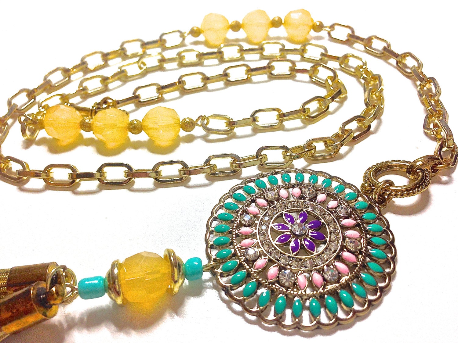 Long beaded Necklace Gypsy - hippie jewelry | eBay
