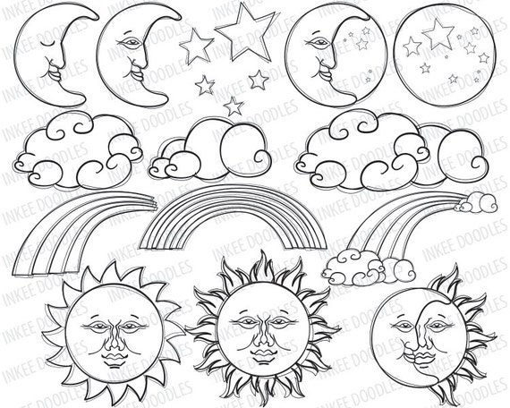 day and night clipart black and white - photo #37