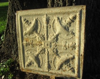 Antique ceiling tile,tin tile,OOAK wall decor,pressed metal,ornate metal,Victorian, farmhouse decor,