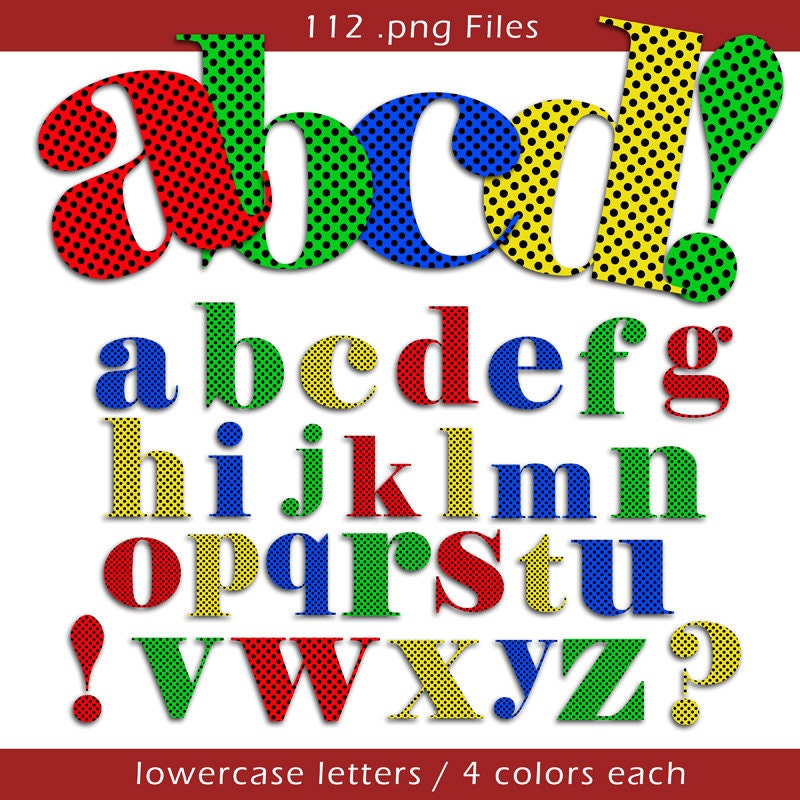 Lowercase Polka dot Alphabet Clip art for Scrapbooking