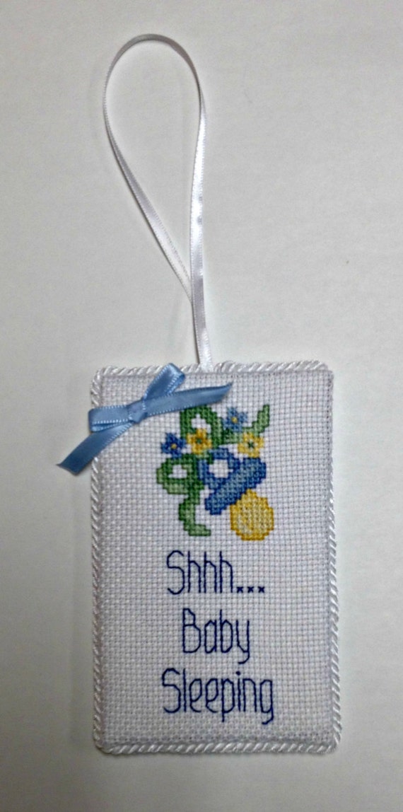 Baby Sleeping cross stitch Door Hangers by DancingBluebird on Etsy