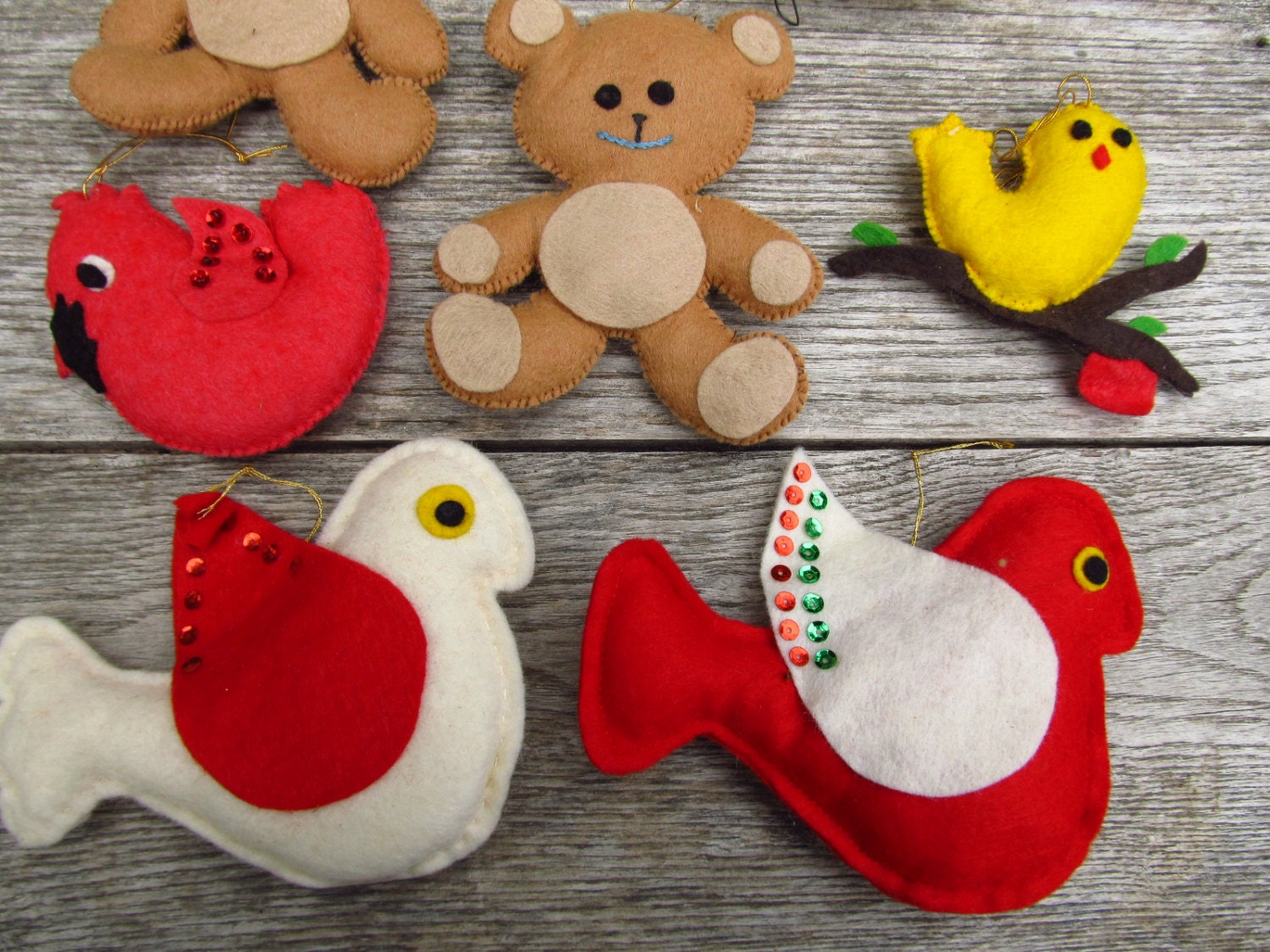 Vintage Felt Ornaments Felt Christmas Ornaments by VintageTrixie