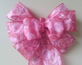 Rose Floral Bow, Mothers Day Bow, Roses, Valentine Gift Bow, , Valentine Bow, Wreath Stair Rail Door Mailbox Tree Topper Decoration Il_170x135