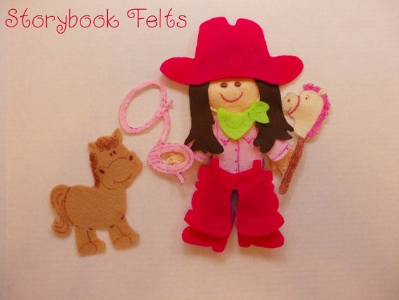 Storybook Felts Felt My LIittle Cowgirl Doll Dress Up Set 15 PCS Made To Order