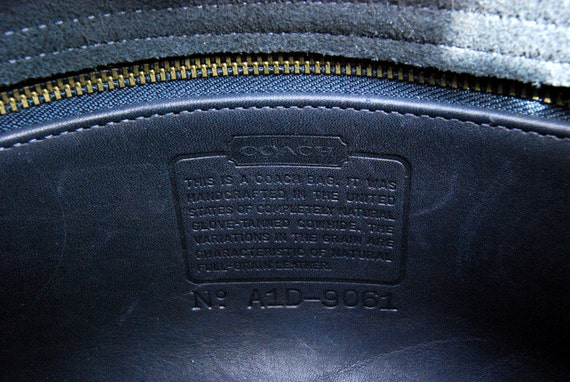 Vtg COACH Crossbody Leather Bag in Navy Blue // 1990s Vintage