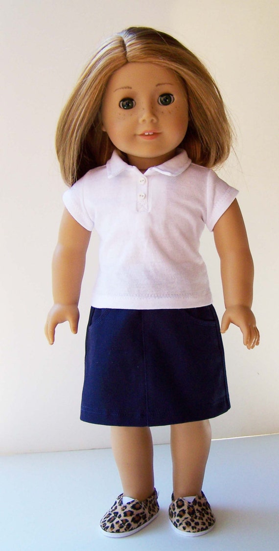 School Uniform for 18 inch dolls Navy Twill Skirt Set