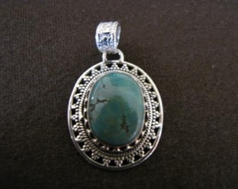 Sterling Silver Oval Turquoise Pendant