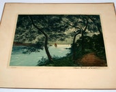 Old Etching Print Landscape Lisne E Lecourte Limited Numbered Signed Edition