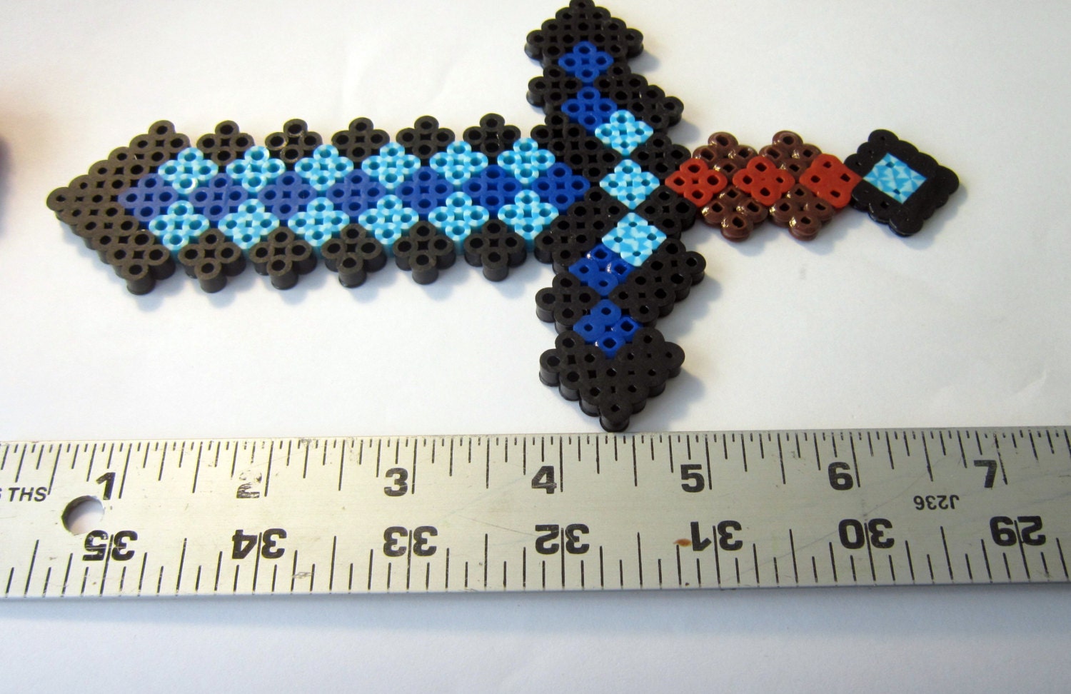 Items similar to Minecraft Inspired Diamond Sword Perler Bead Sprite or