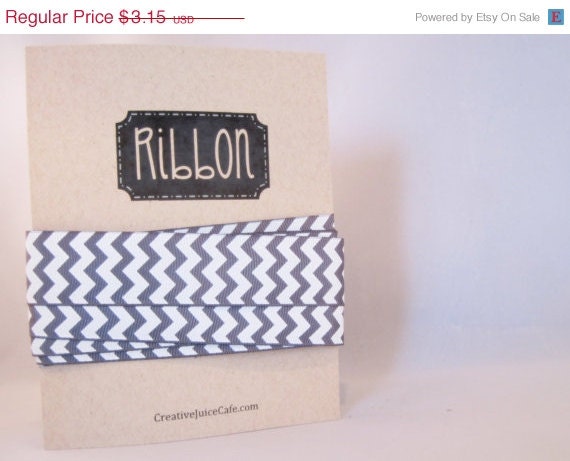 10% off - 3 yards of Dark Grey 1" Chevron Grosgrain Ribbon Il_570xn