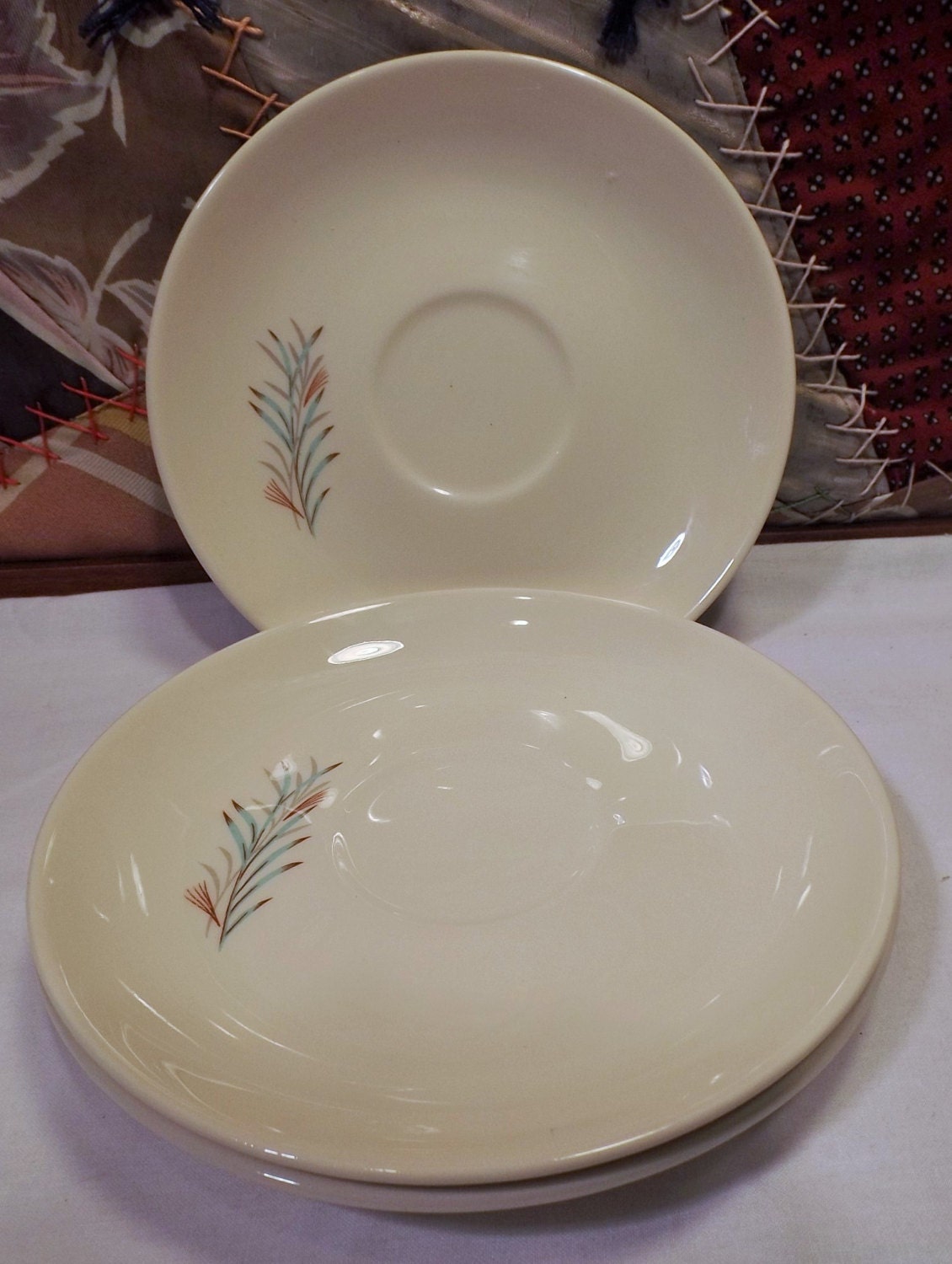 Antique Saucers Homer Laughlin Fortune Pattern with by OldeBerry