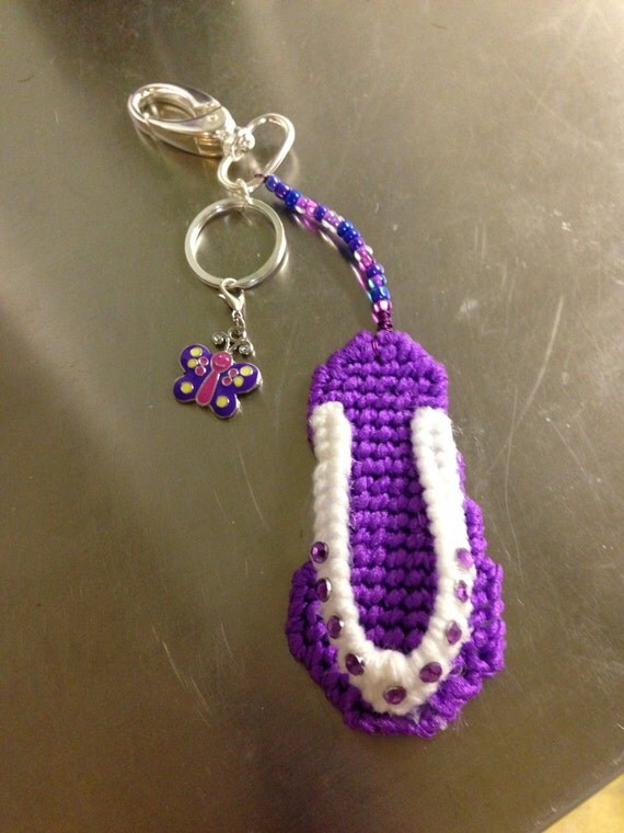 flip flop keychain needlepoint plastic by Cathygiftsandthings
