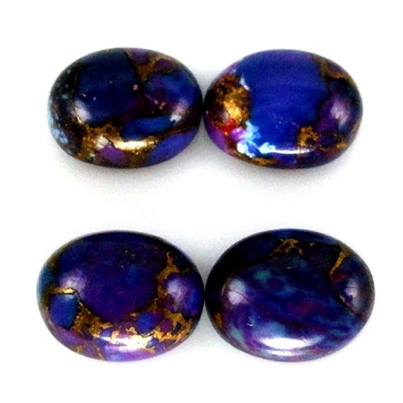 10x8mm Purple Copper Turquoise Cabochons Oval Shape by BestinGems