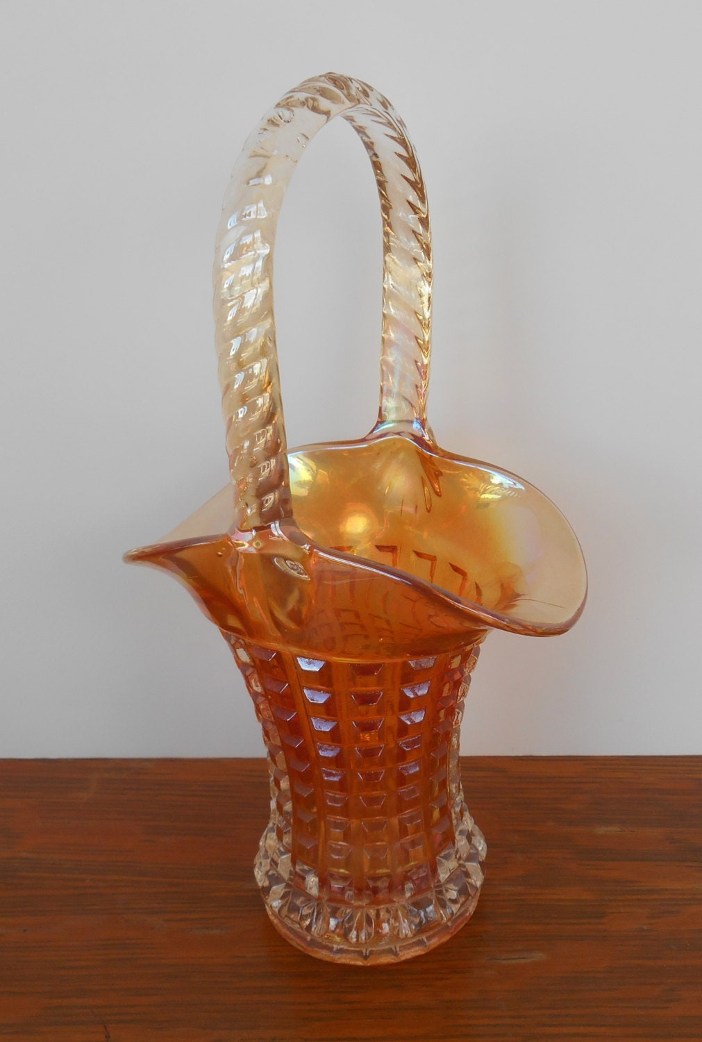 Vintage Imperial Carnival Glass Basket by TollethHouseVintage